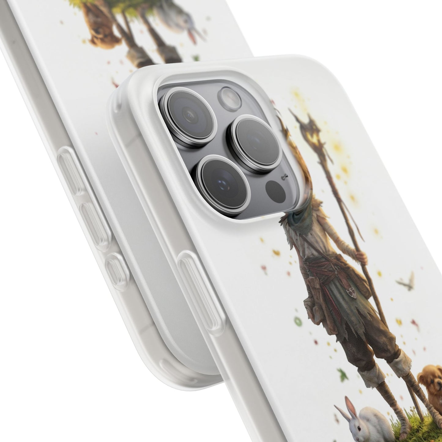 Forest Sentinel Flexi Cases – Glowing Antlered Child with Pet Companions