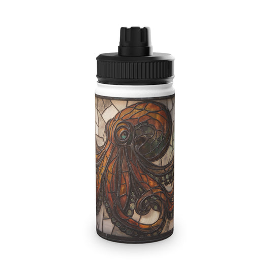 Stained Glass Octopus Water Bottle – Amber Abyss Design, Sports Lid