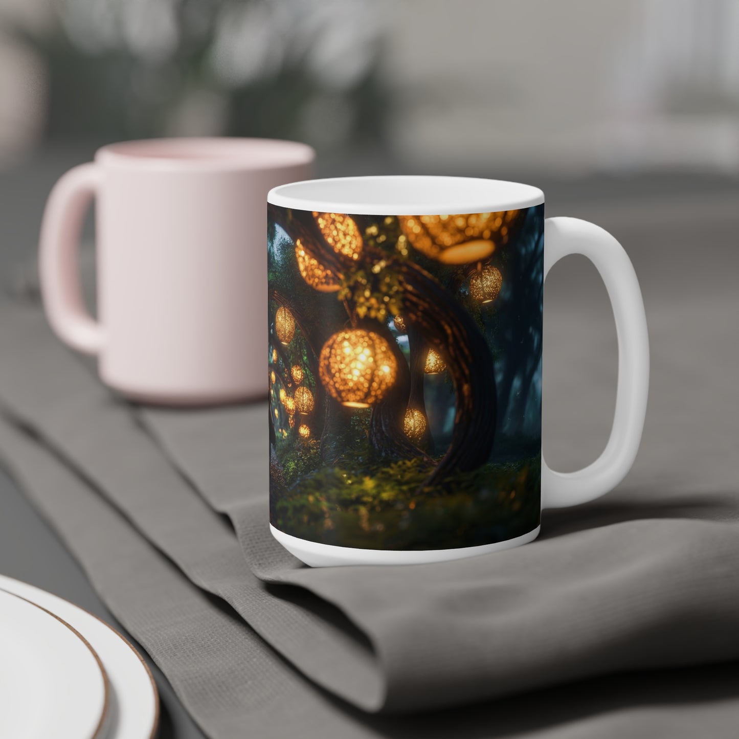 Luminous Lantern Path Ceramic Mugs (11oz\15oz\20oz) – Whispers of the Twilight Grove