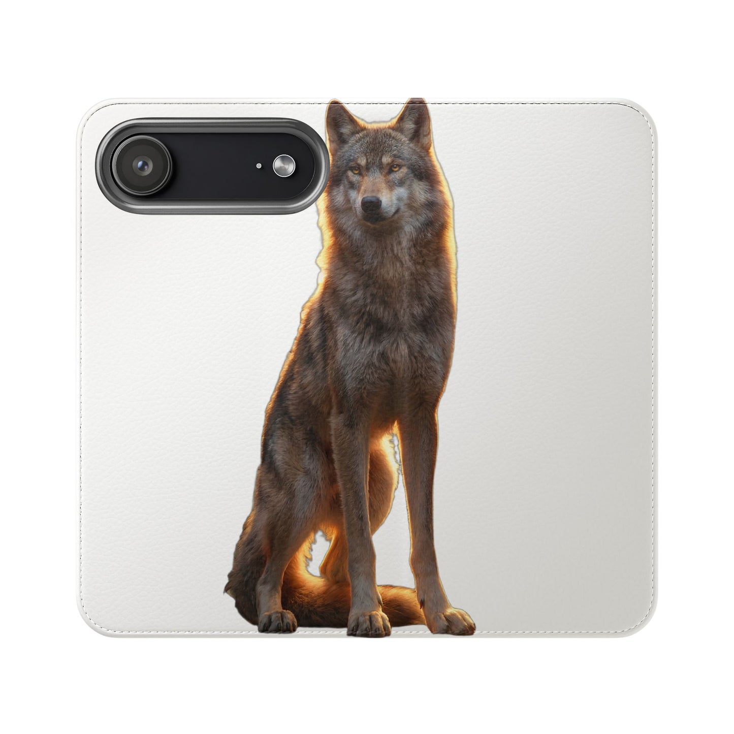 Sunlit Wolf Flip Cases – Golden Hour Sentinel Portrait