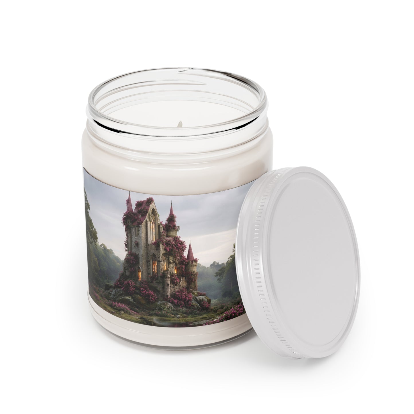 Blooming Castle Scented Soy Candles with White Lid, 9oz – Twilight Rose Sanctuary