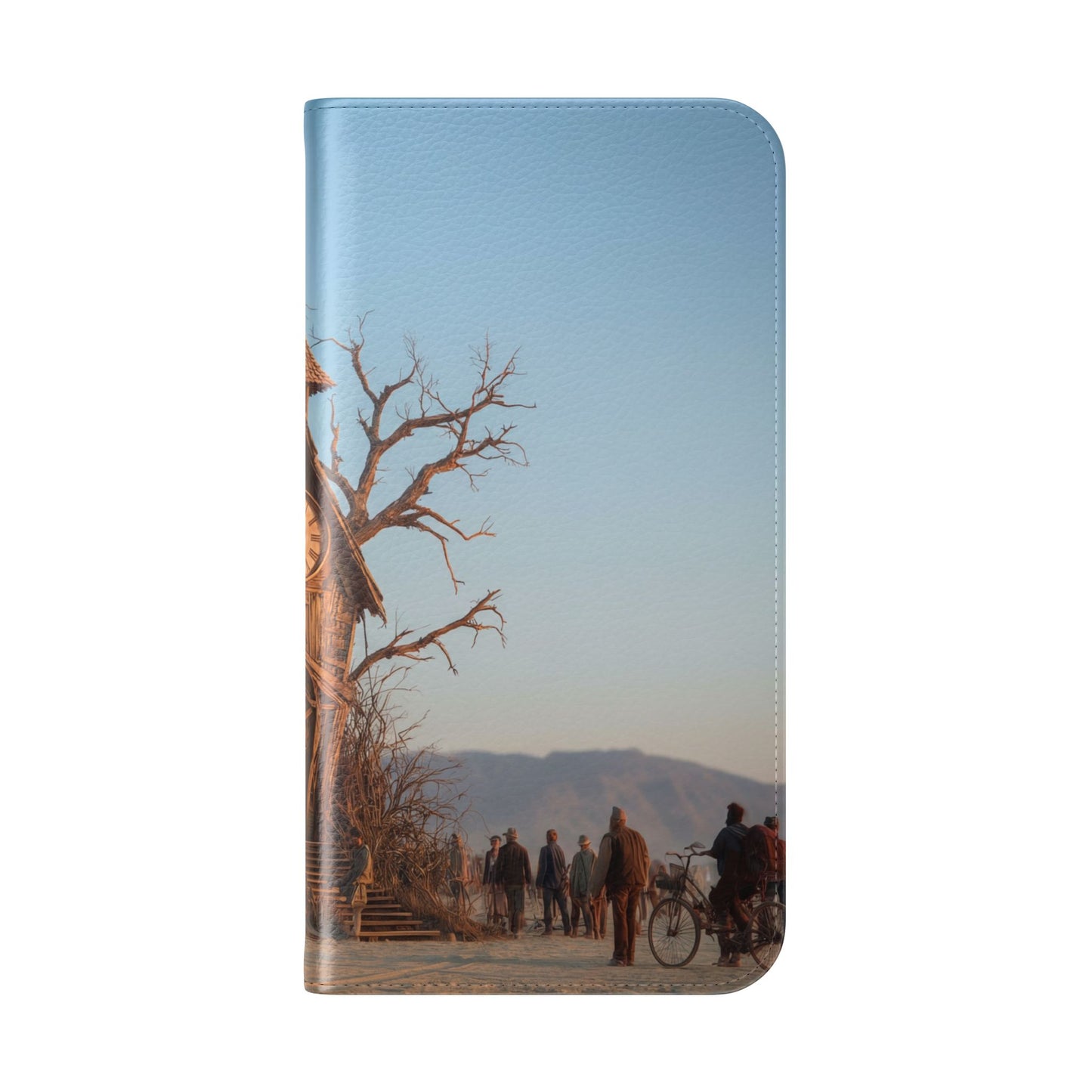 Clocktower Wanderers Flip Cases – Dusty Desert Sentinel Scene