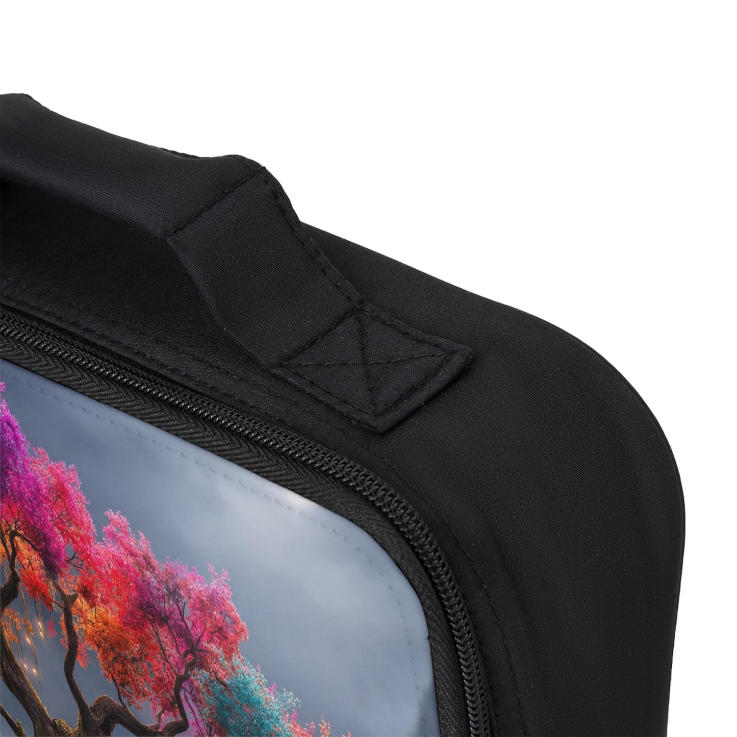 Chromatic Dream Tree Lunch Bag – Whimsical Night Glow on the Water’s Edge