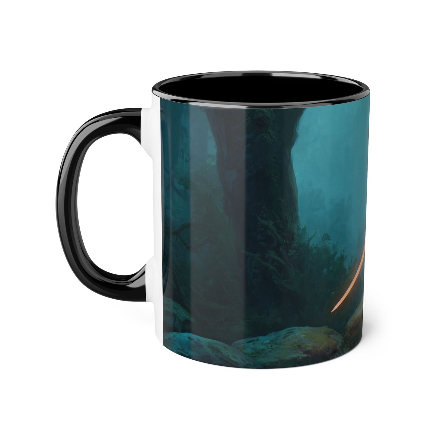 Forest Sentinel Accent Mugs, 11oz – Glowing Blade Guardian