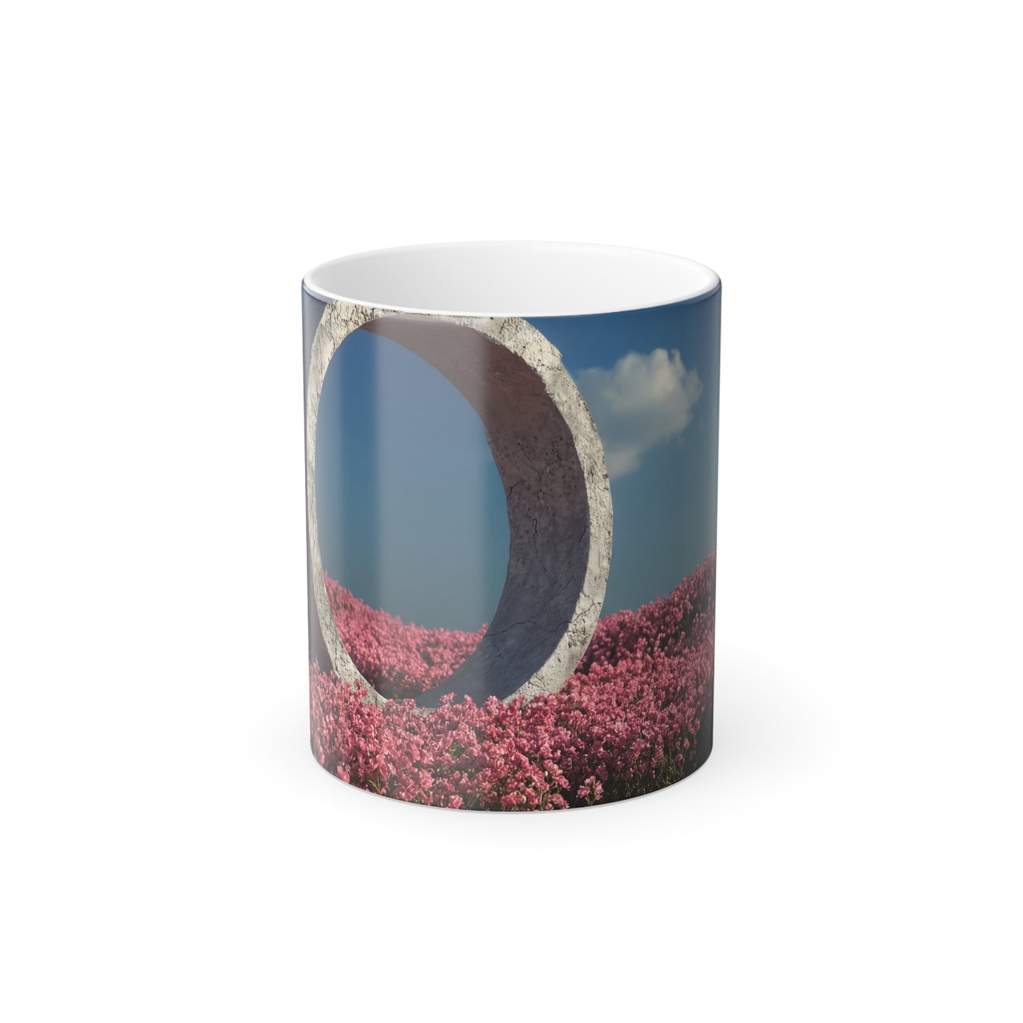 Cracked Ring Garden Portal Mug – Pink Wildflower Circle Scene