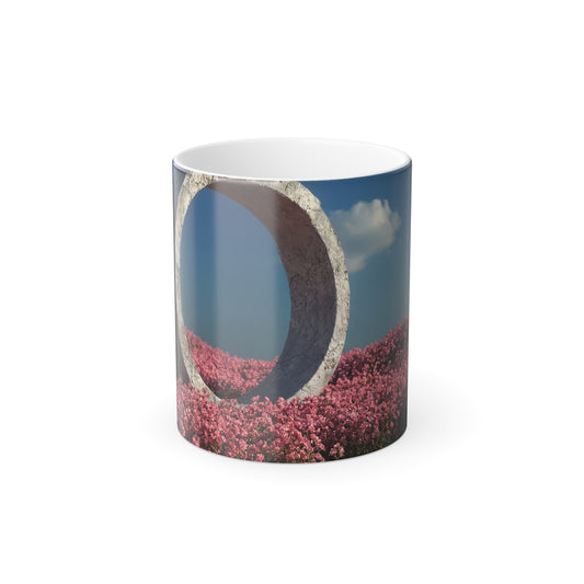 Cracked Ring Garden Portal Mug – Pink Wildflower Circle Scene