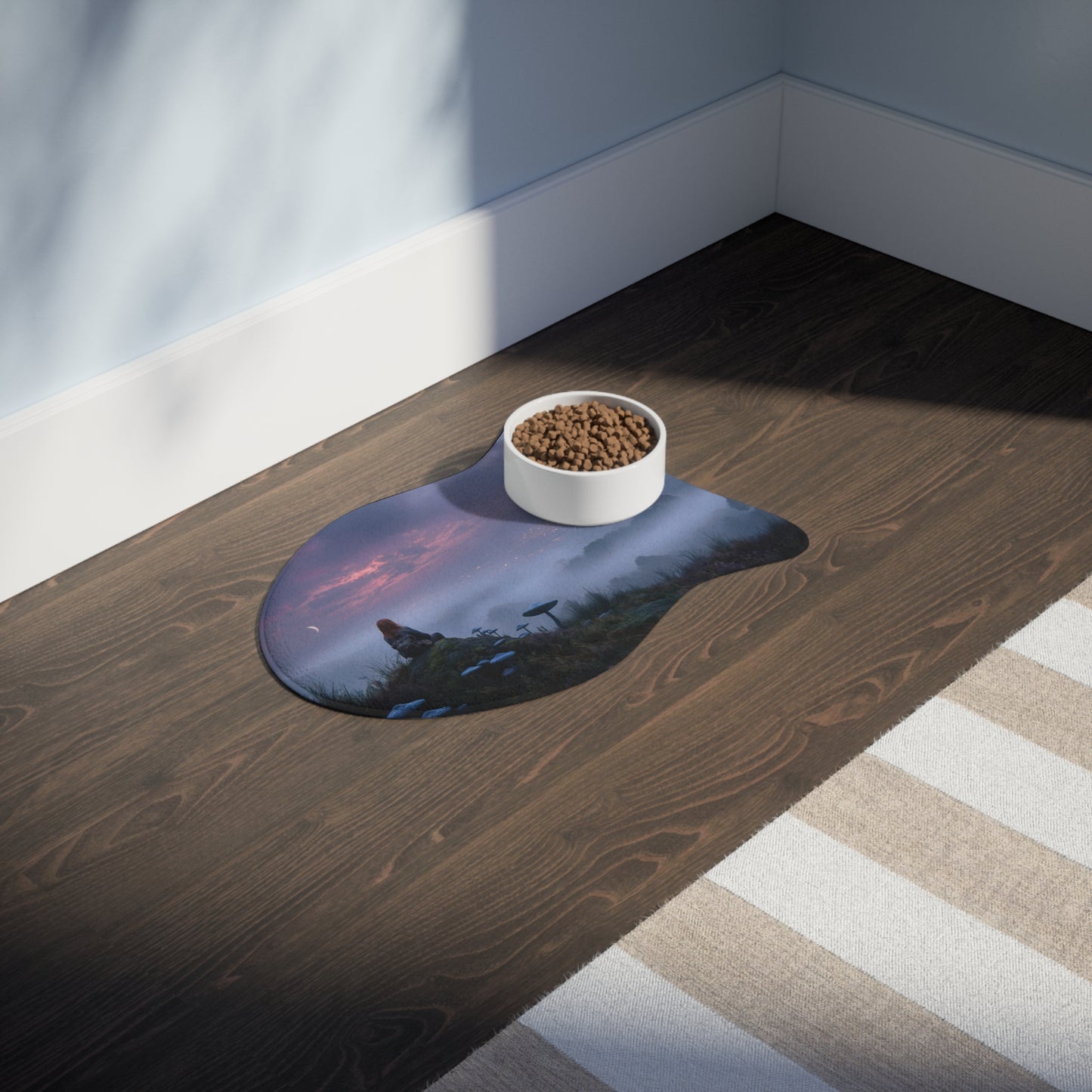 Moonlit Mycophile Pet Feeding Mats – Twilight Grove with Giant Mushrooms