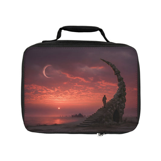 Solstice Staircase Lunch Bag – Ascending Through Crimson Twilight