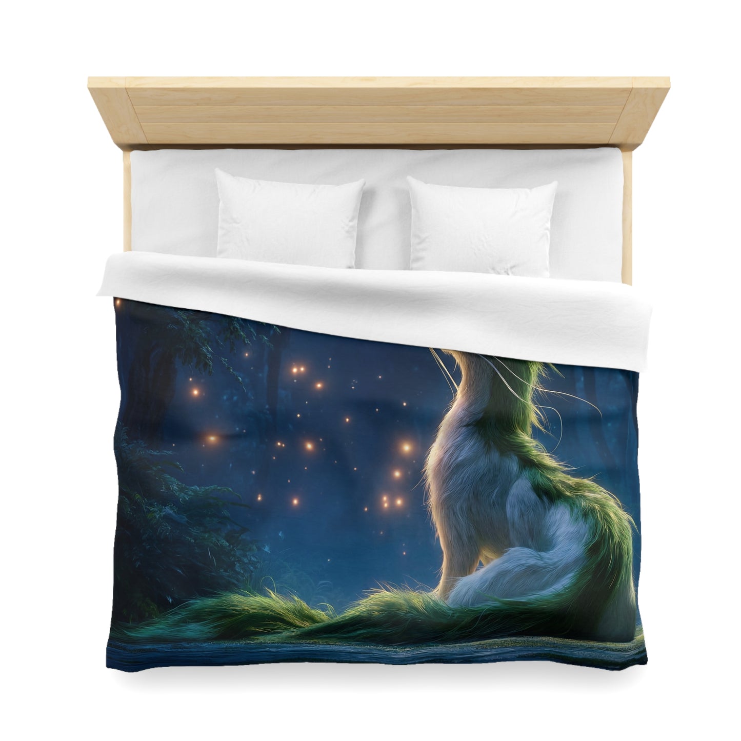 Luminescent Forest Fox Microfiber Duvet Cover – Moonlit Guardian of the Whispering Woods