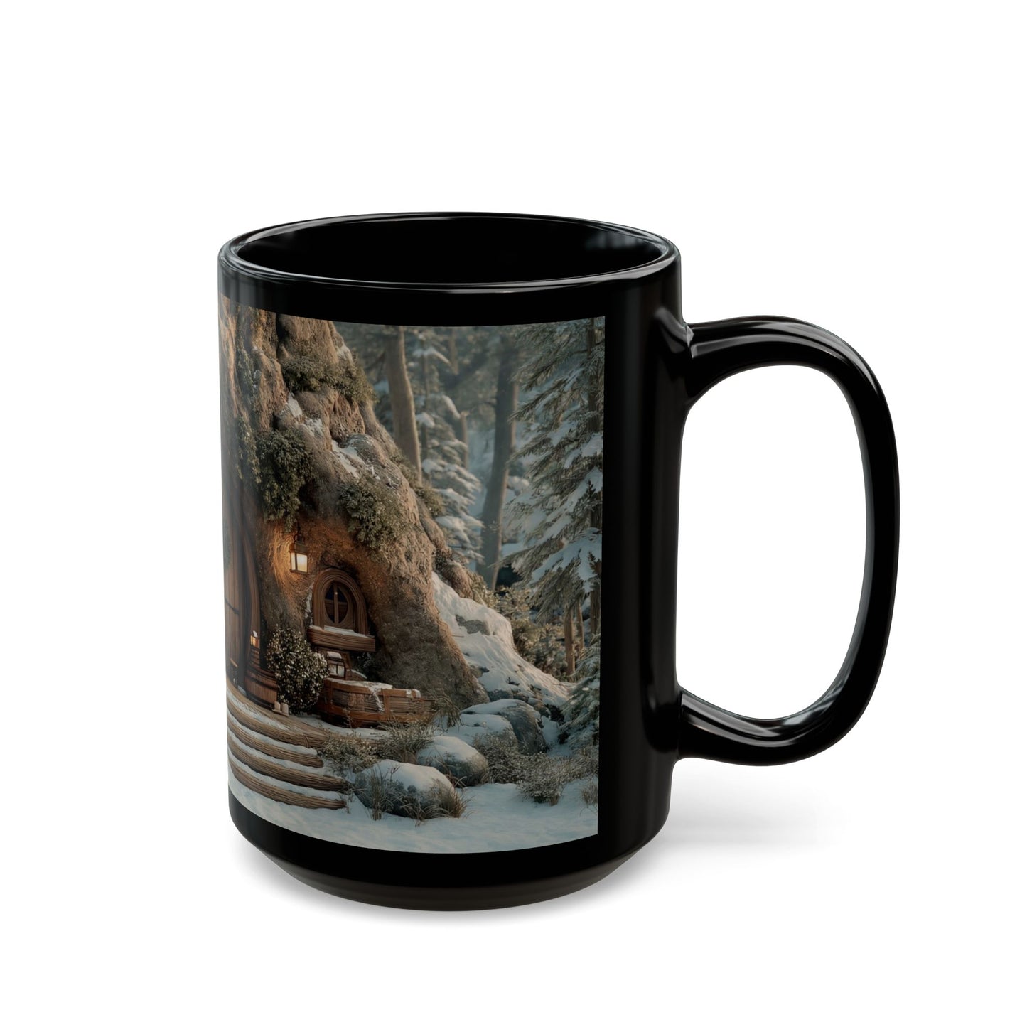 Winter Hollow Treehouse Mug – Snow-Gilded Forest Sanctuary