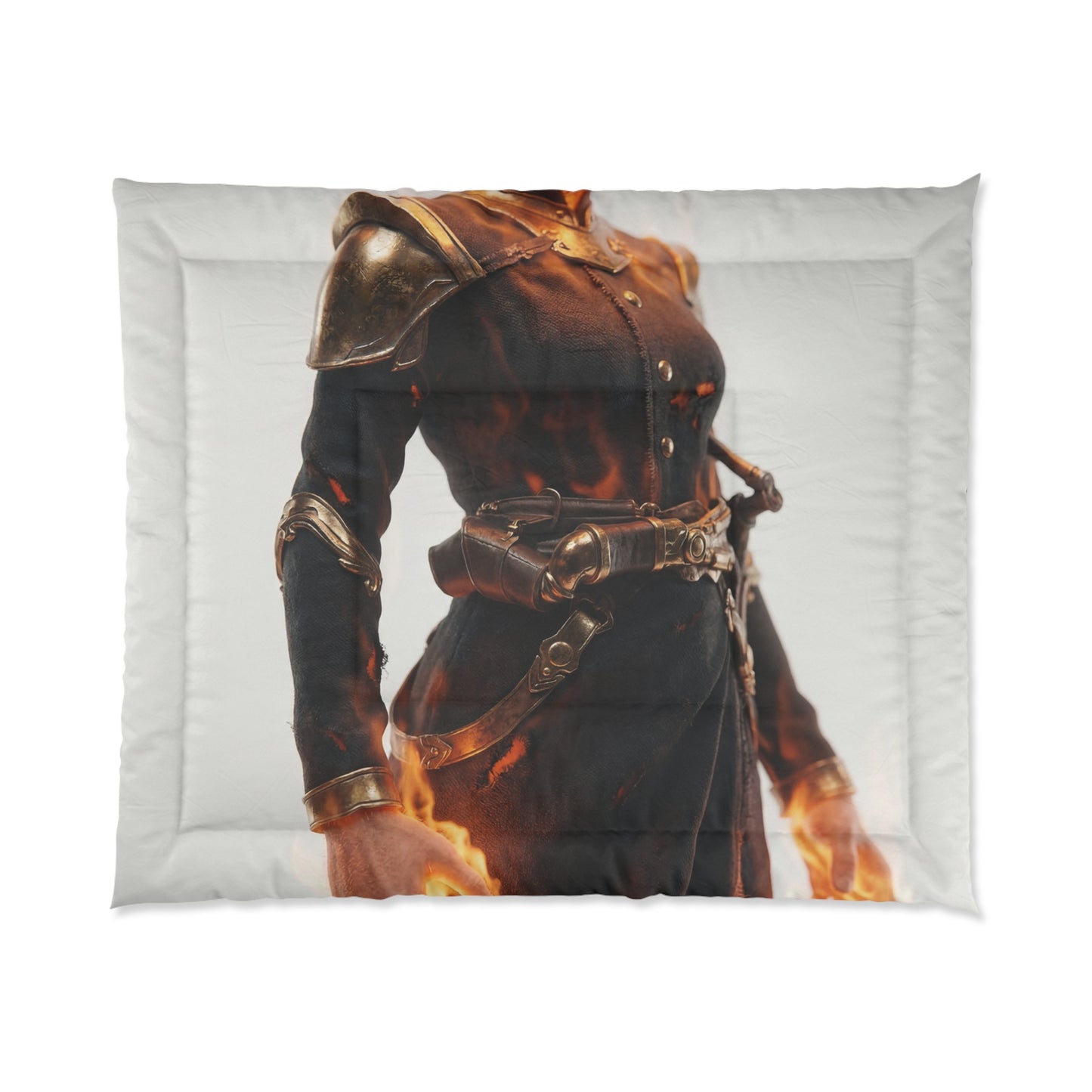 Flame-Headed Sentinel Comforter – Charred Armor and Whispering Fire