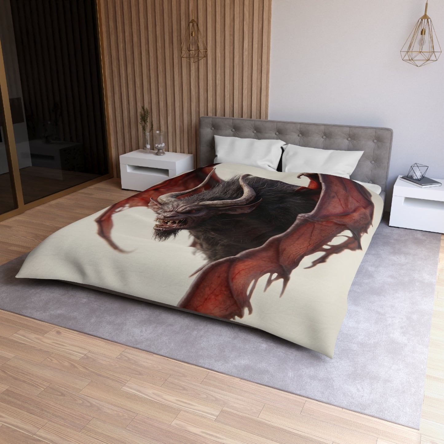 Crimson Winged Horror Microfiber Duvet Cover – Shadowed Beast Roar