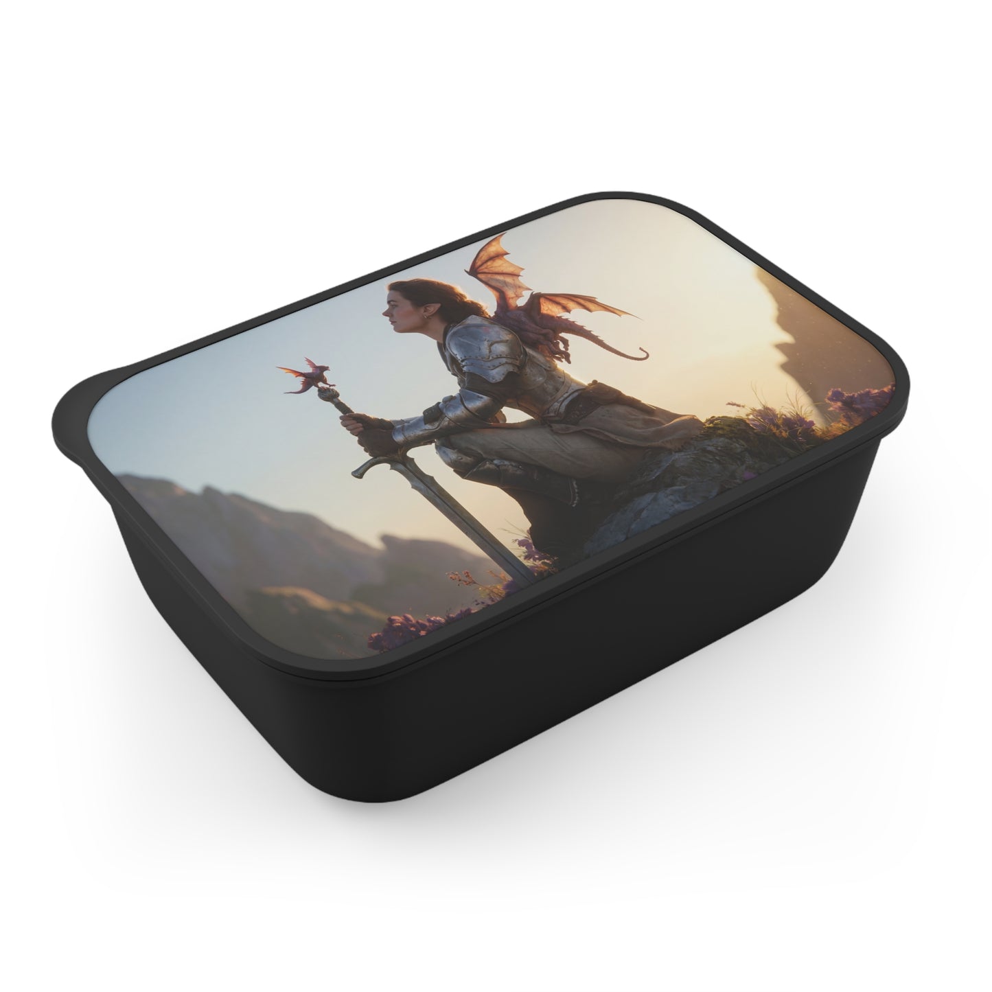 Dragon-Scale Warrior PLA Bento Box with Band and Utensils – Sunset Peak Sanctuary