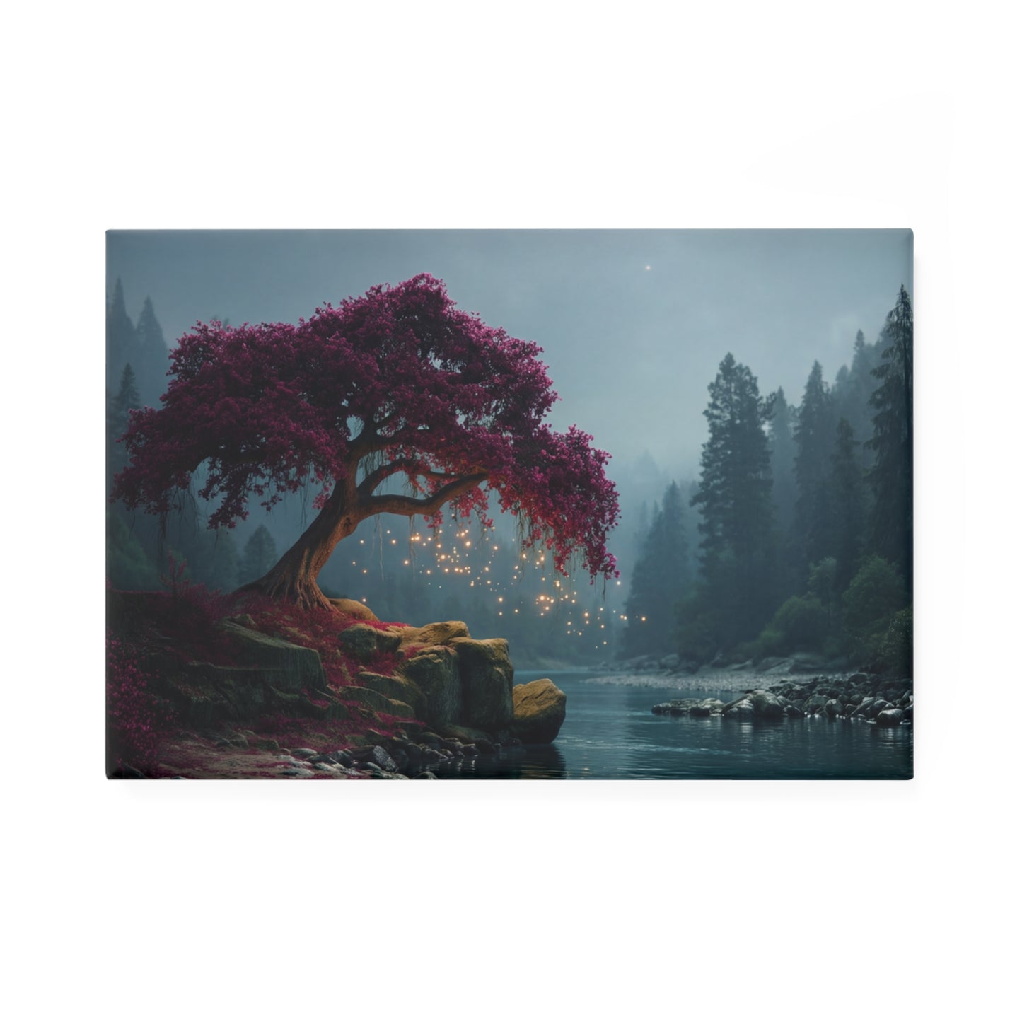 Whispering Magenta Tree Button Magnet, Rectangle (1 & 10 pcs) – Forest’s Secret Glow