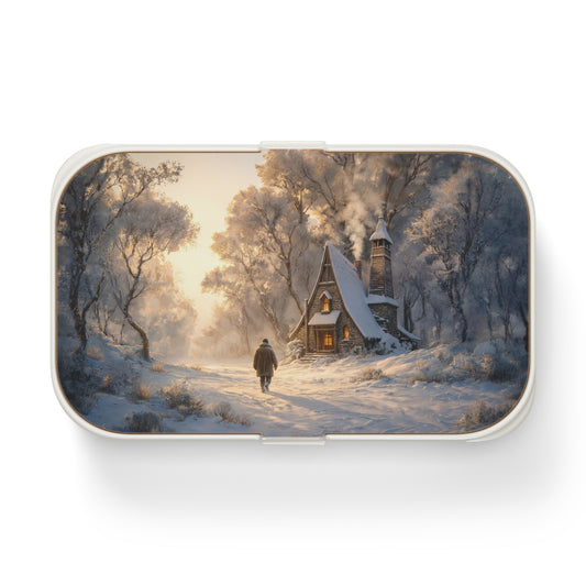 Winter Solstice Cottage Bento Lunch Box – Warm Hearth Through Frosty Woods