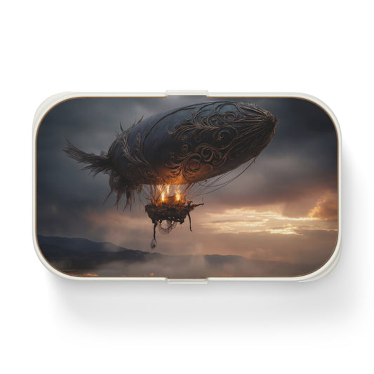 Steampunk Airship Bento Lunch Box – Twilight Flight Over Forgotten Lands