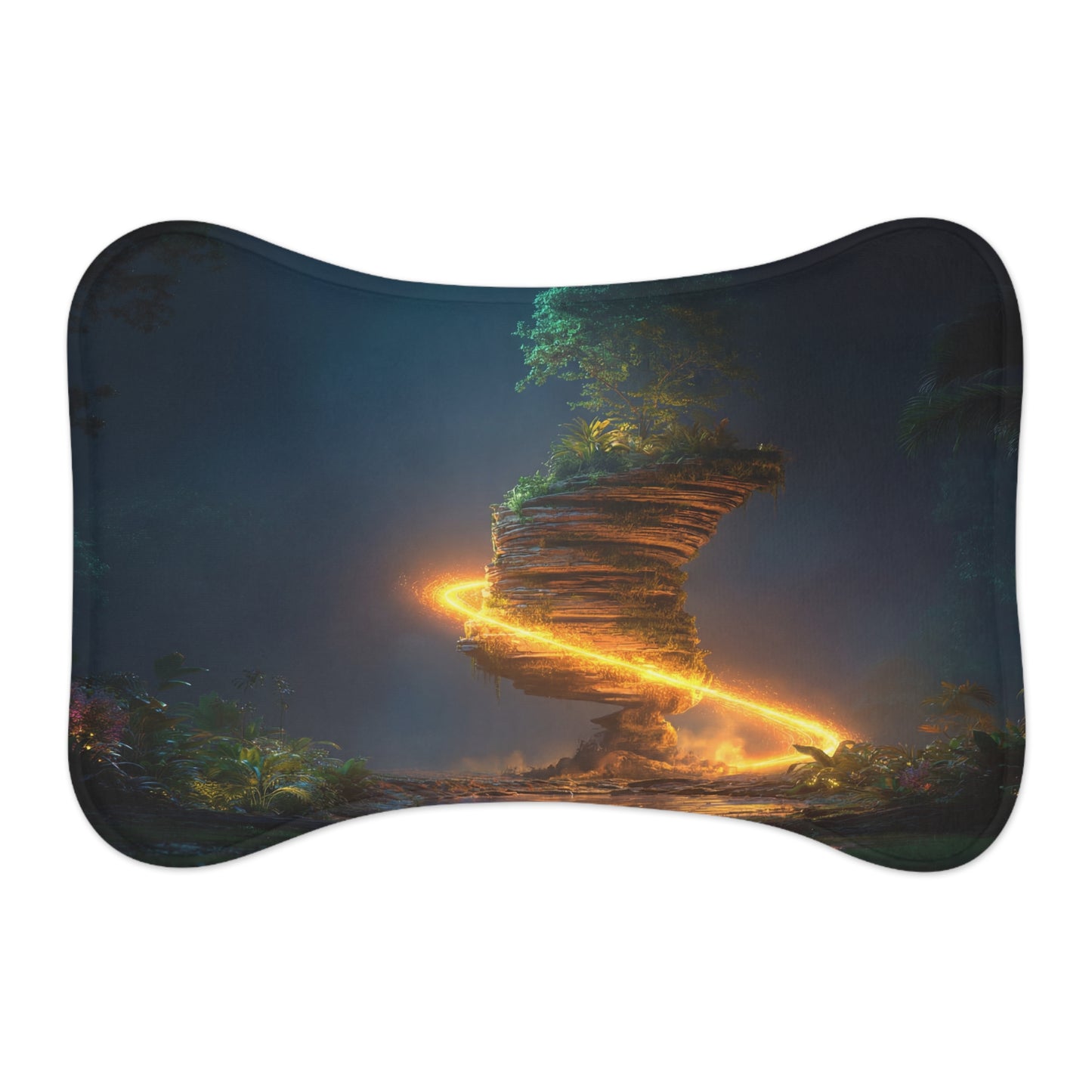 Floating Island Pet Feeding Mats – Luminous Jungle Oasis