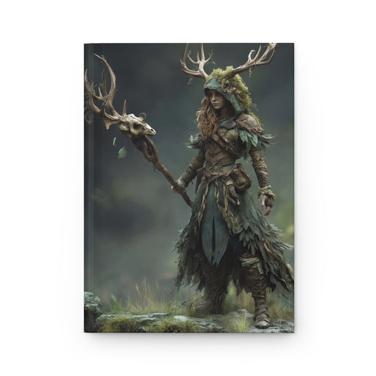 Forest Guardian Hardcover Journal Matte – Moss-Crowned Huntress of the Veil