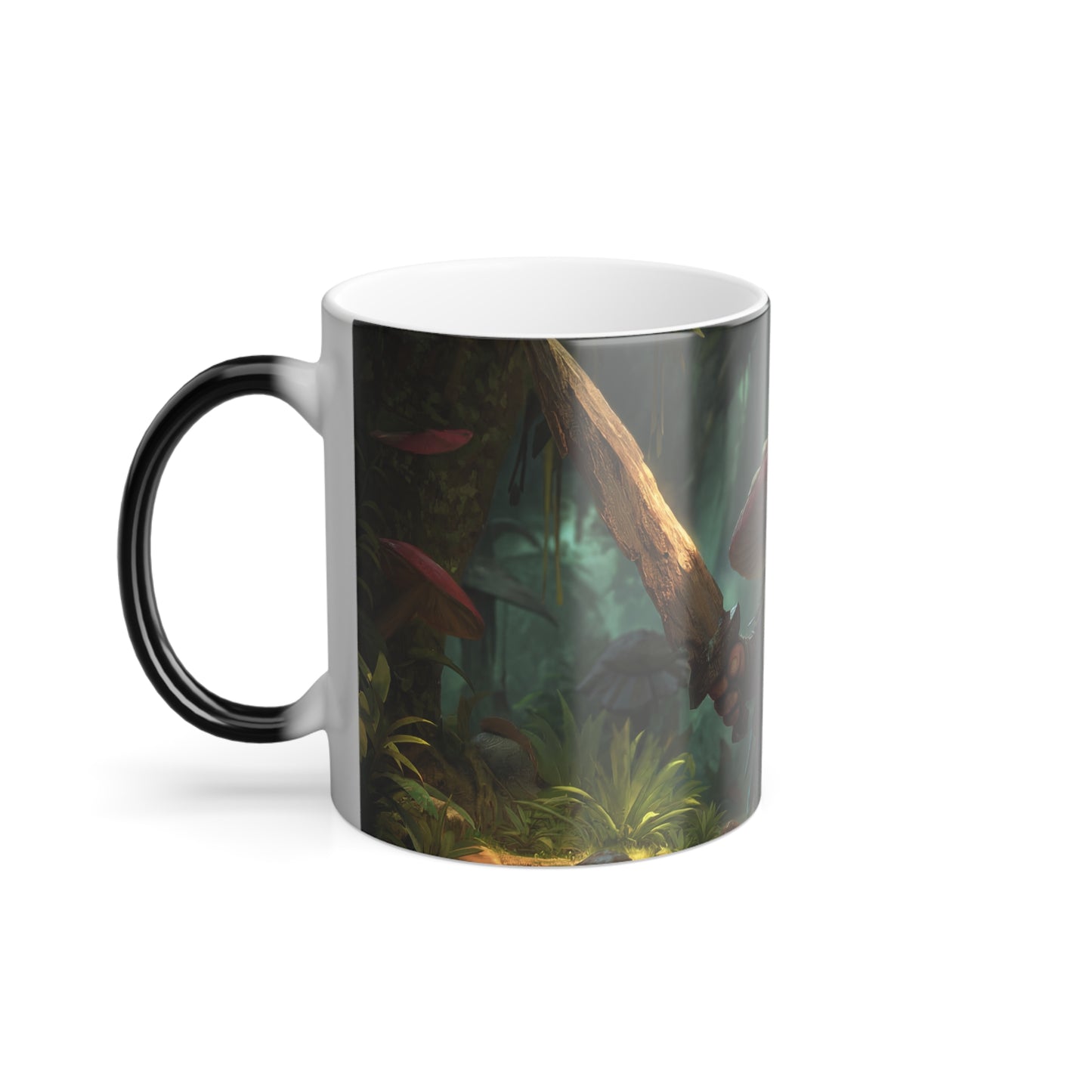 Mushroom Knight Color Morphing Mug, 11oz – Forest Guardian With Wooden Blade