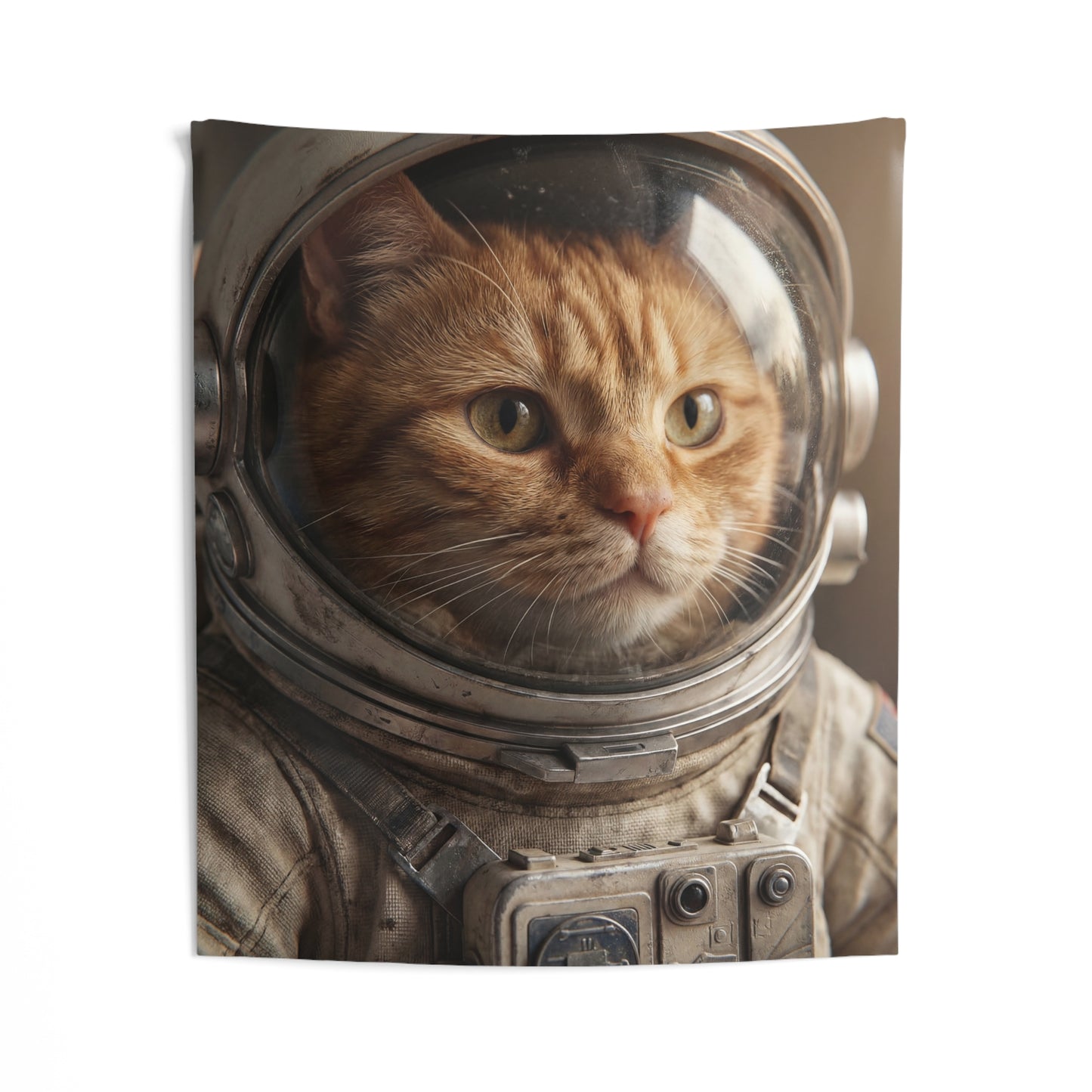Feline Astronaut Indoor Wall Tapestries – Warm-Glow Mission Control