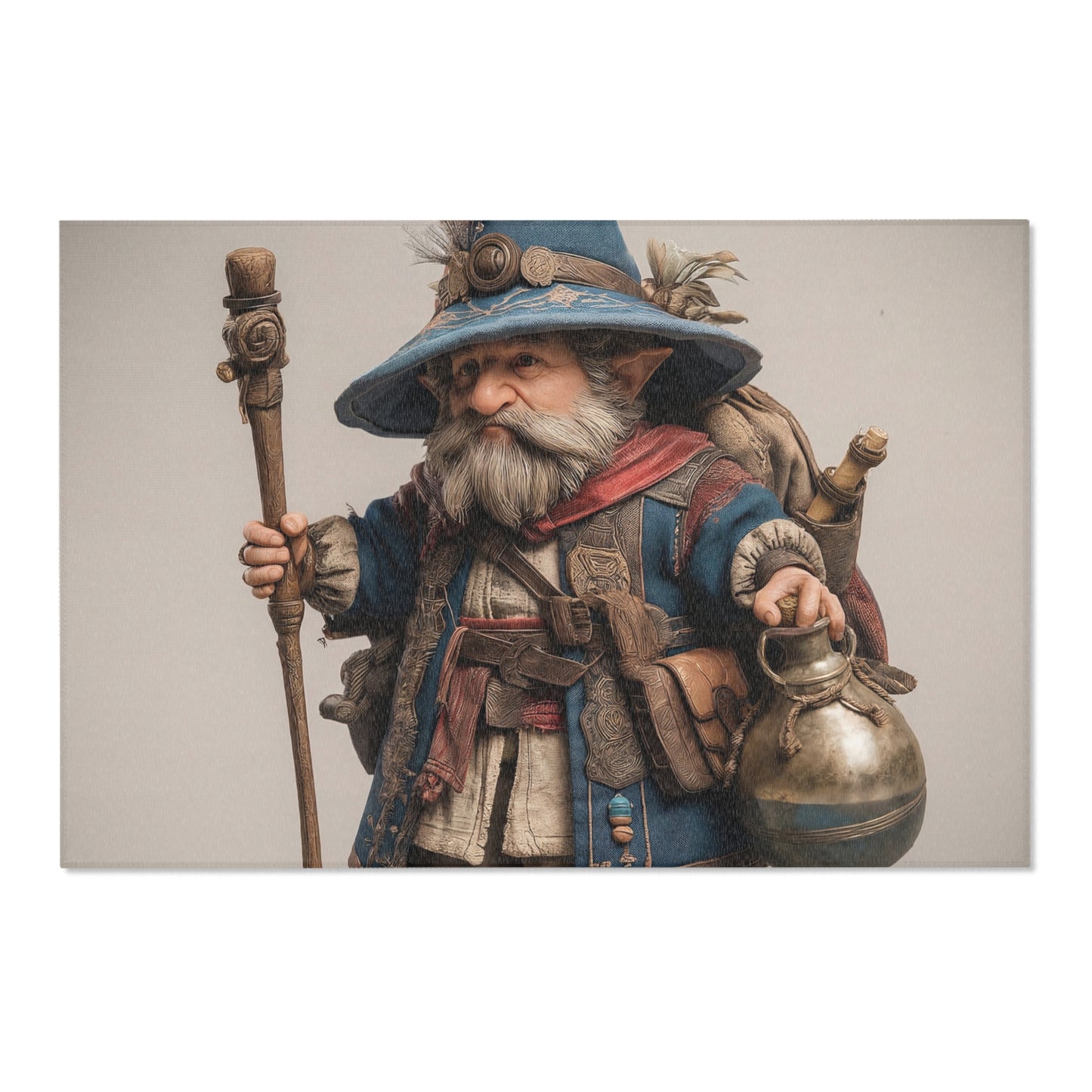 Wandering Wizard Rug – Blue Cloak and Feathered Hat Fantasy