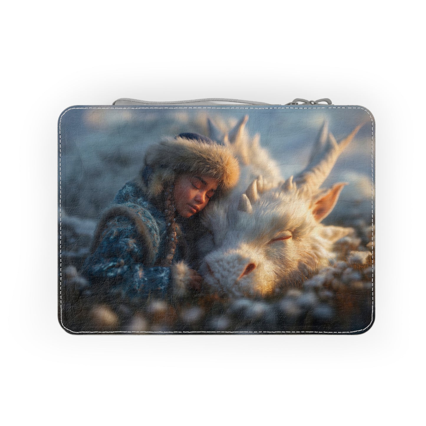 Sleeping Dragon Companion Paper Lunch Bag – Fur-Filled Guardian Resting in Cotton Grass