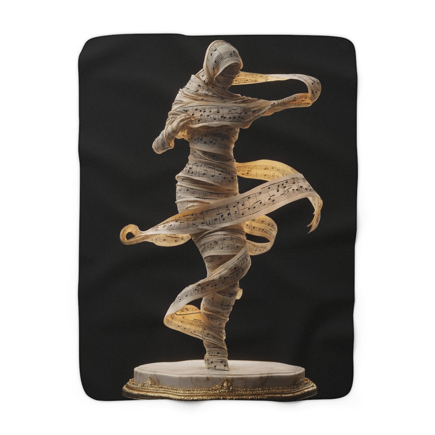 Swirling Music Score Sentinel Blanket – Ivory Sheet Symphony Wrap