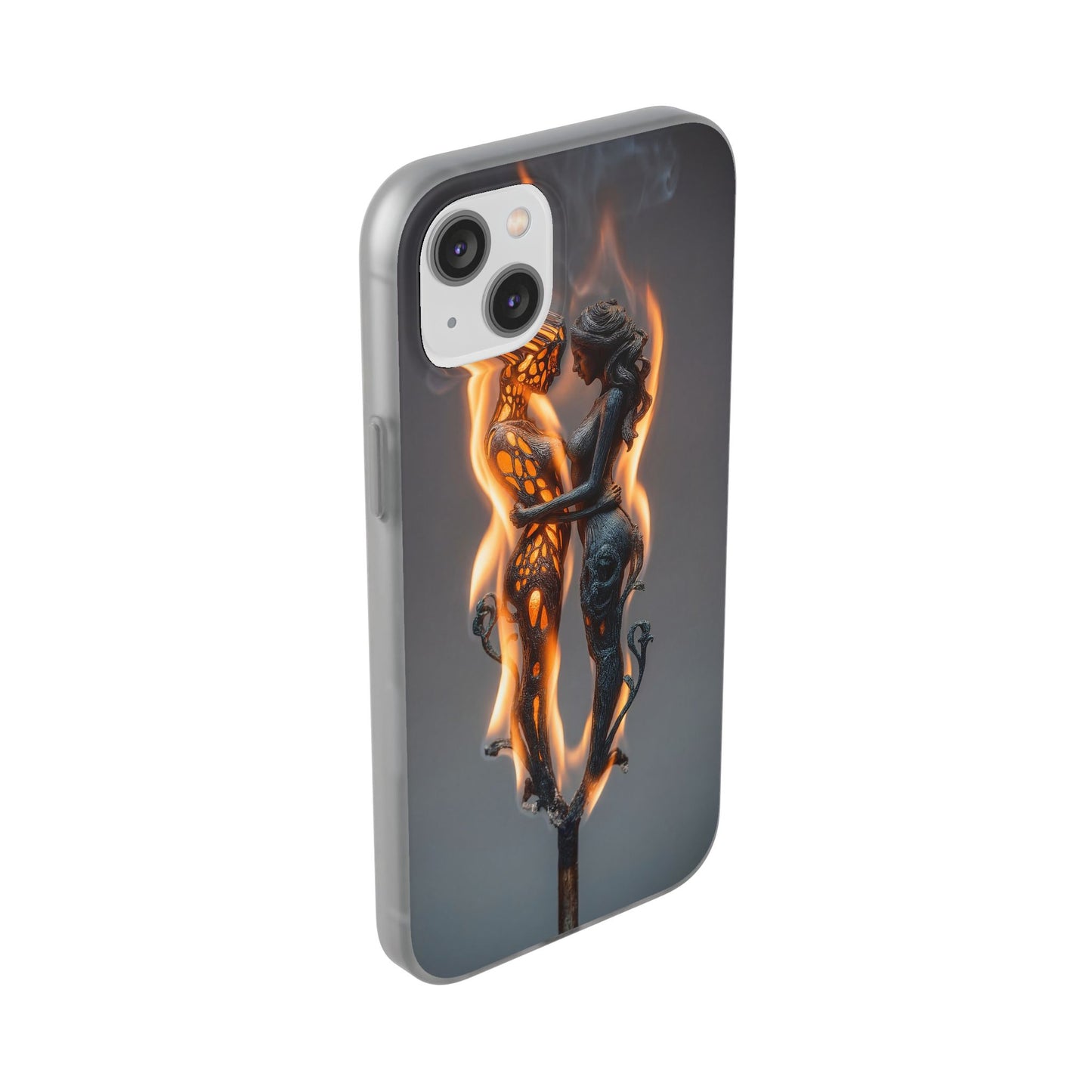Flame-Embraced Lovers Flexi Cases – Intimate Glow Within the Fire