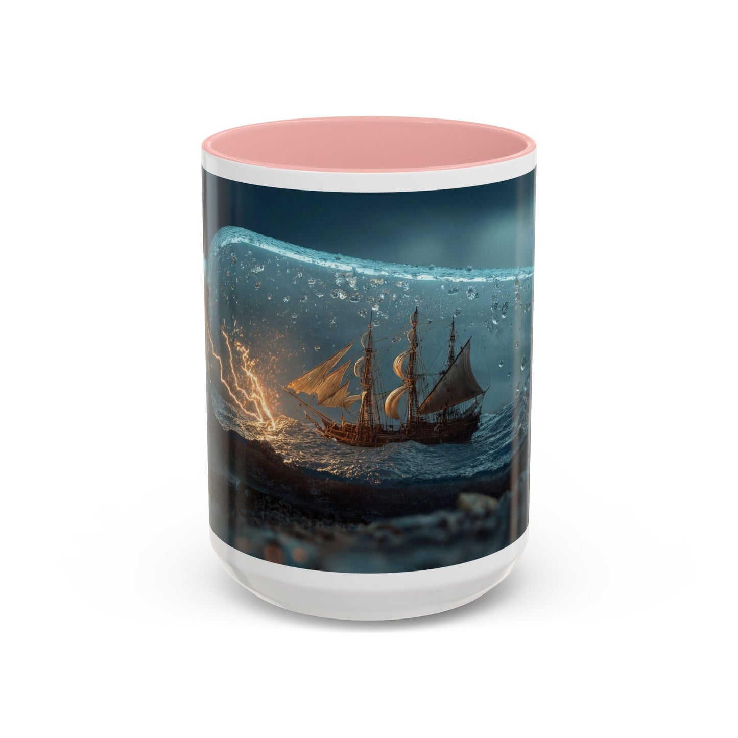 Stormbound Galleon Accent Coffee Mug (11, 15oz) – Bottle of Sea and Lightning