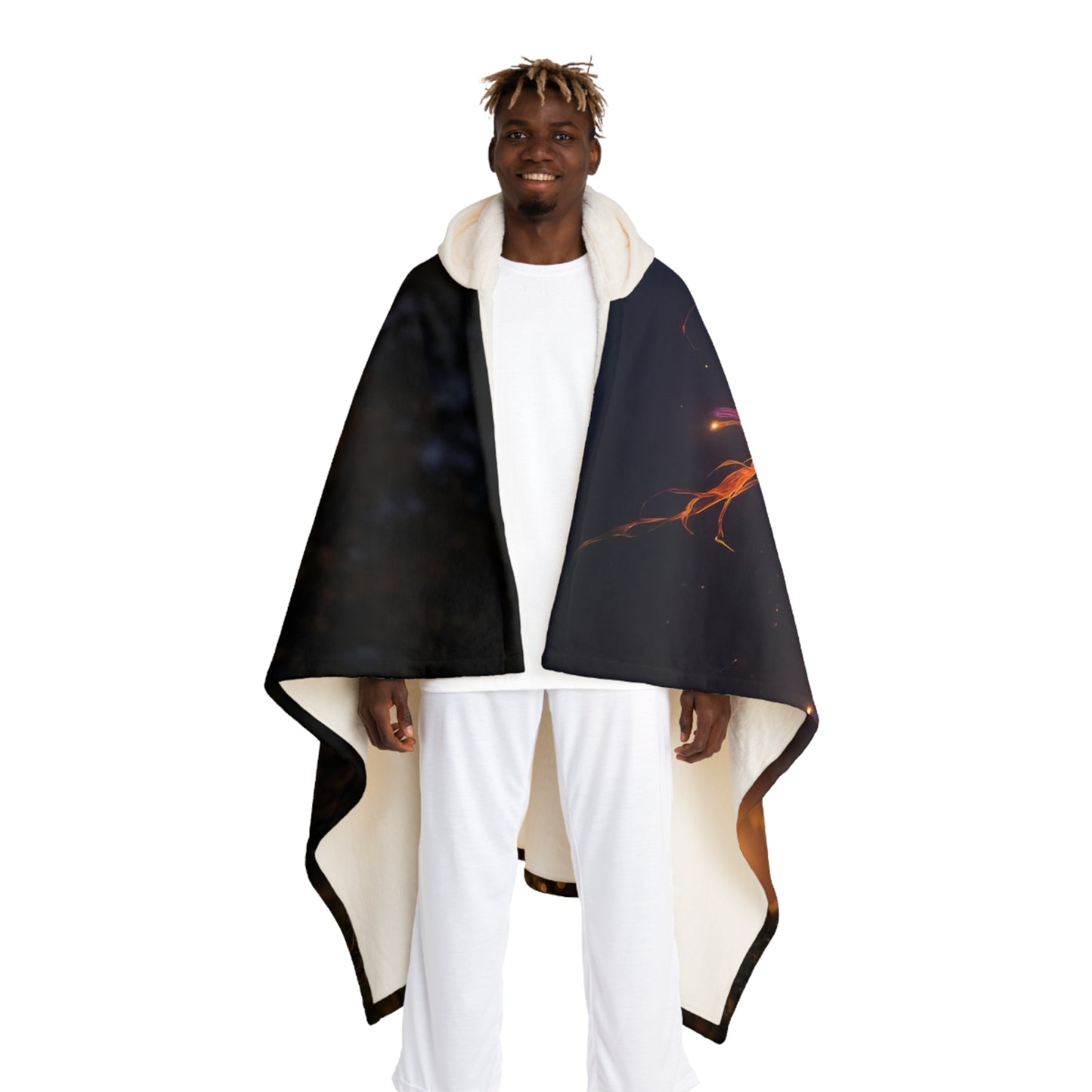 Chromatic Stag Hooded Sherpa Fleece Blanket – Luminescent Forest Guardian