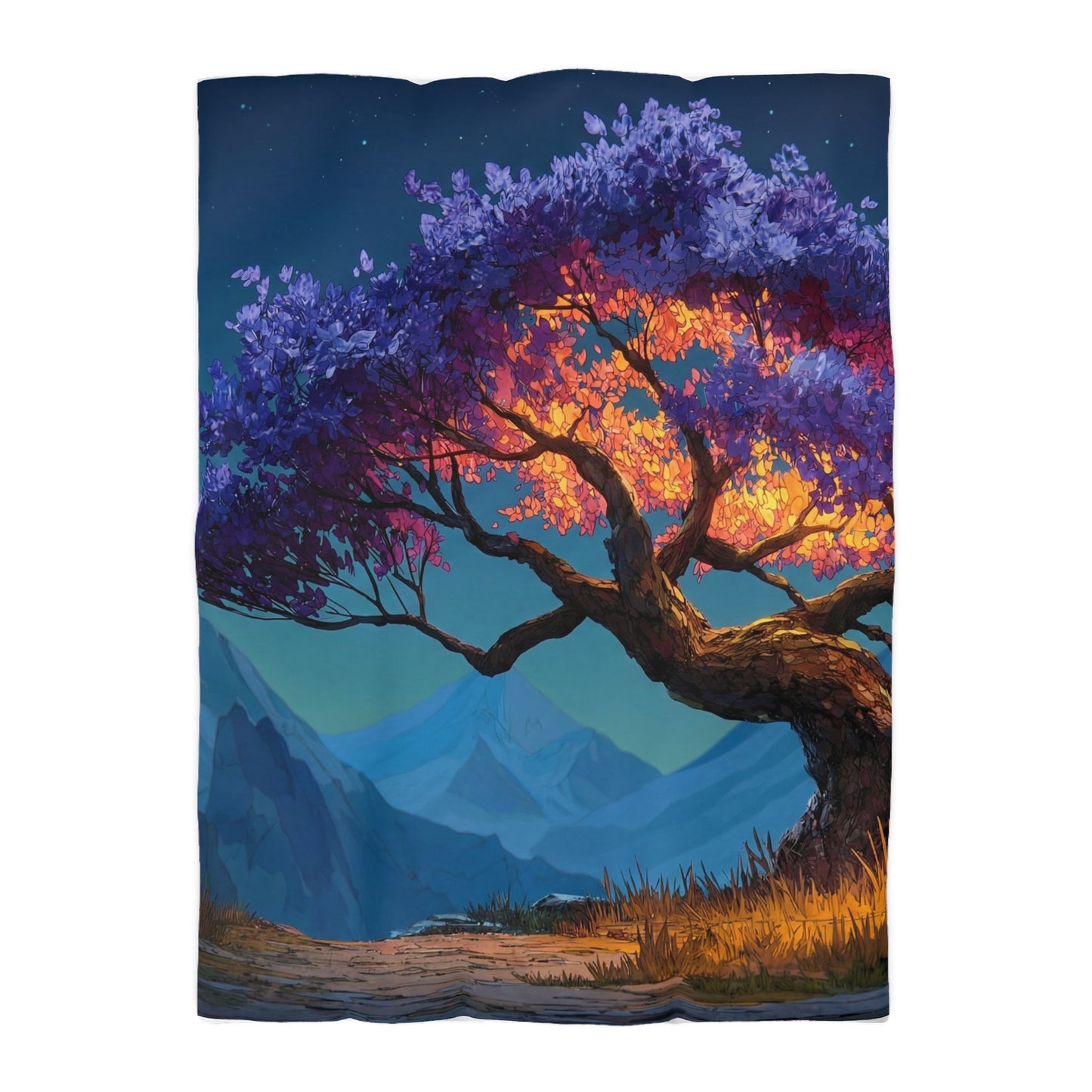 Celestial Tree Microfiber Duvet Cover – Twilight Bloom Sanctuary