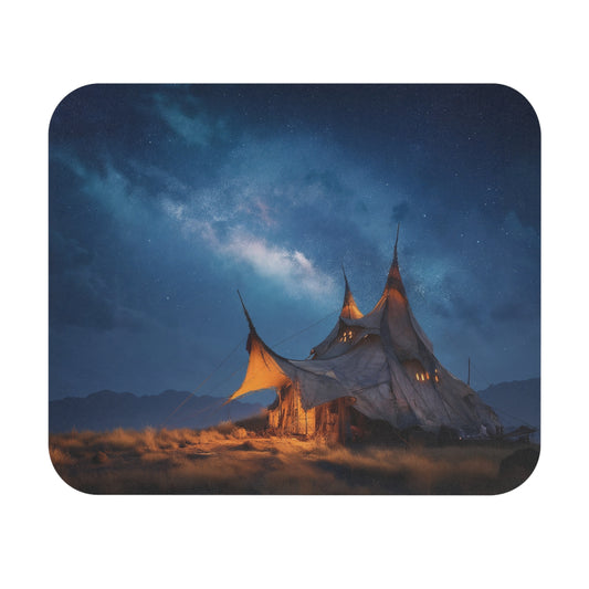 Starlit Nomad Tent Mouse Pad – Milky Way Over Desert Camp