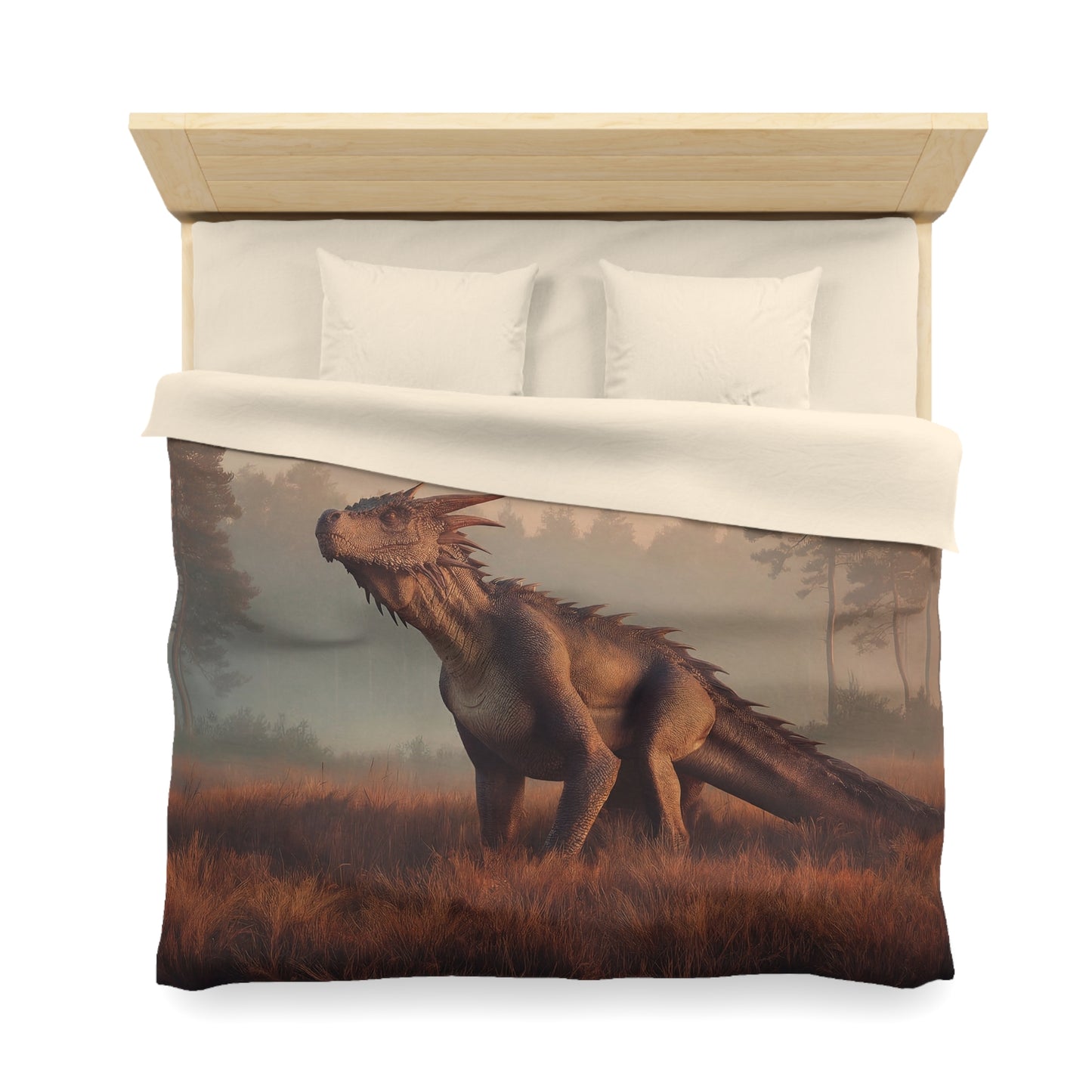 Misty Forest Dragon Microfiber Duvet Cover – Golden Dawn Guardian