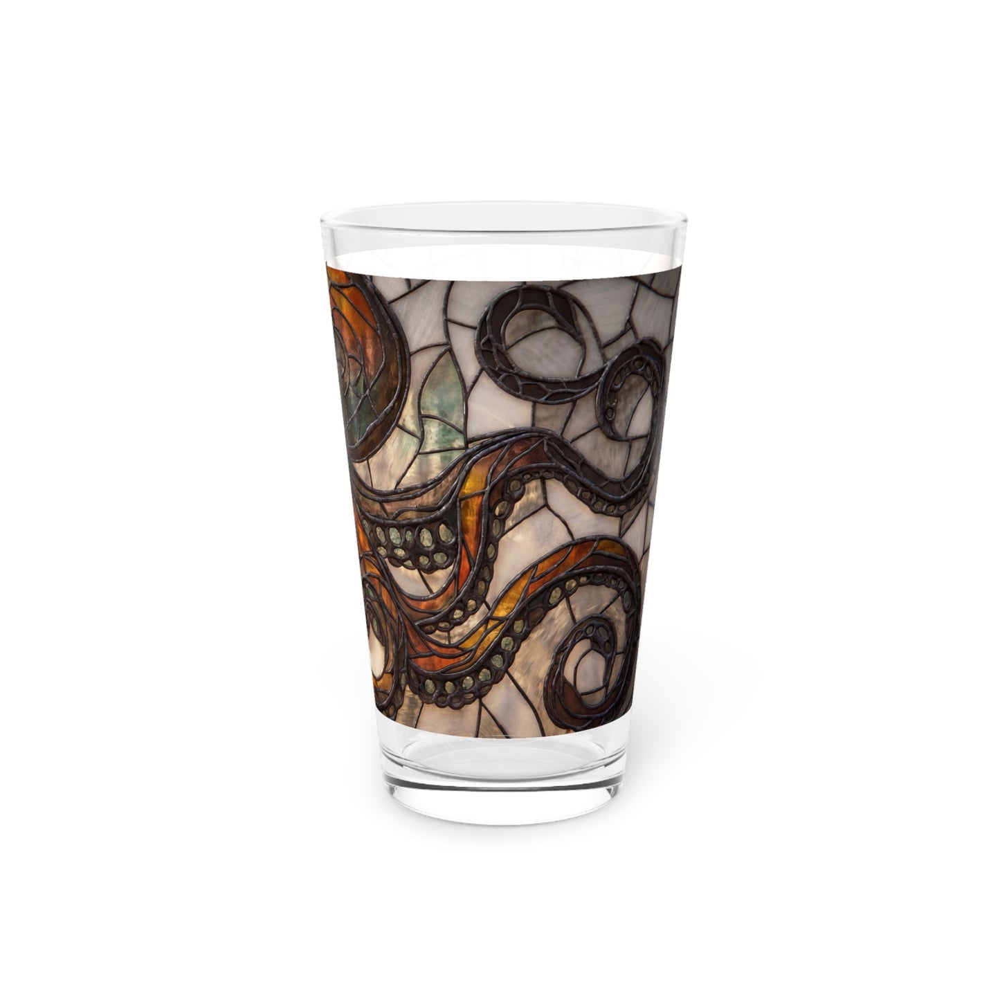 Stained Glass Octopus Pint Glass – Amber Tide Guardian