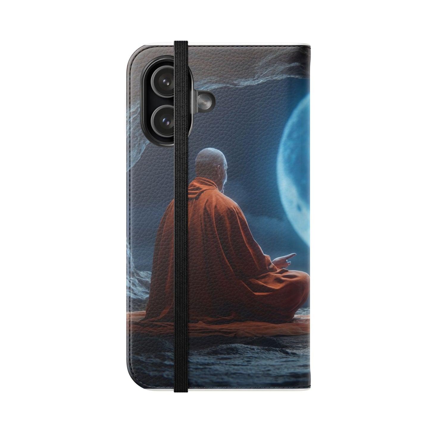 Lunar Meditation Flip Cases – Serene Monk Under Moonlight