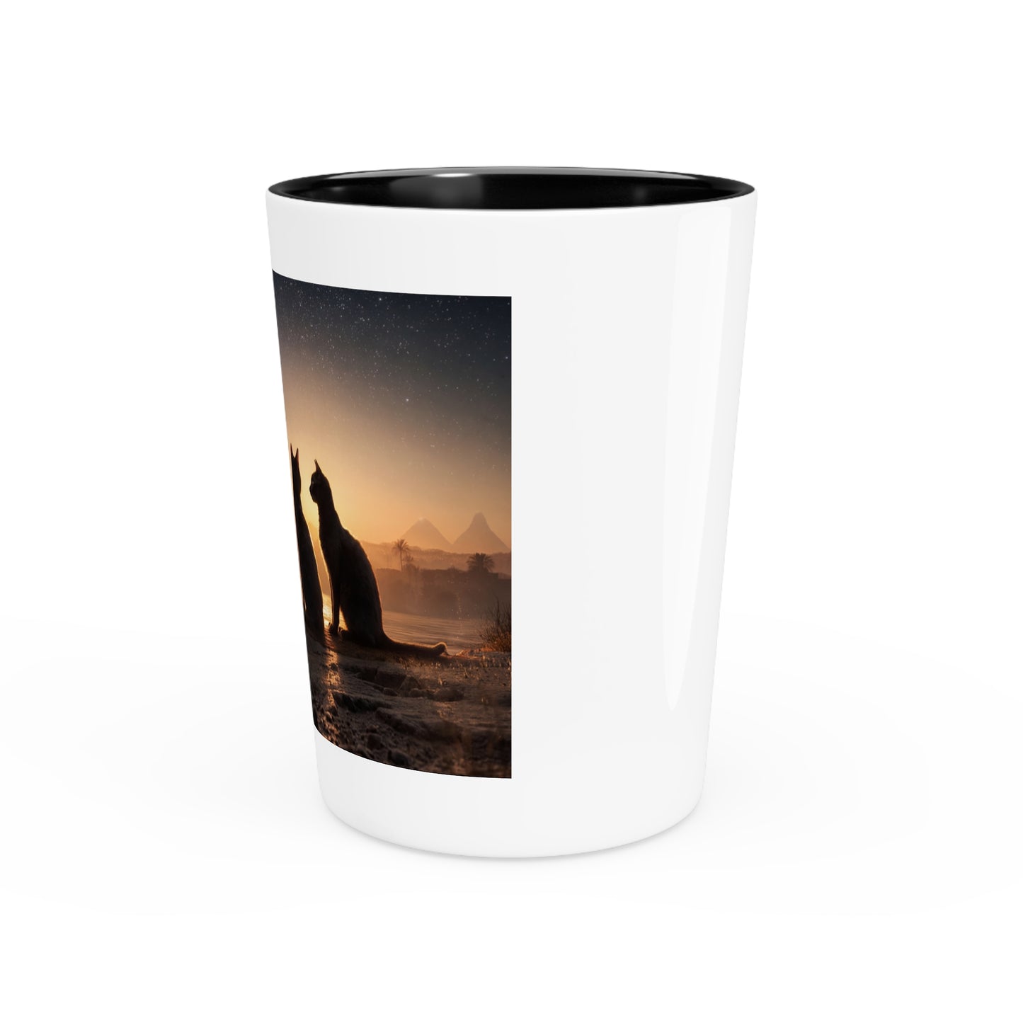 Twin Cats and Pyramids Shot Glass – Stargazing Nile Silhouette