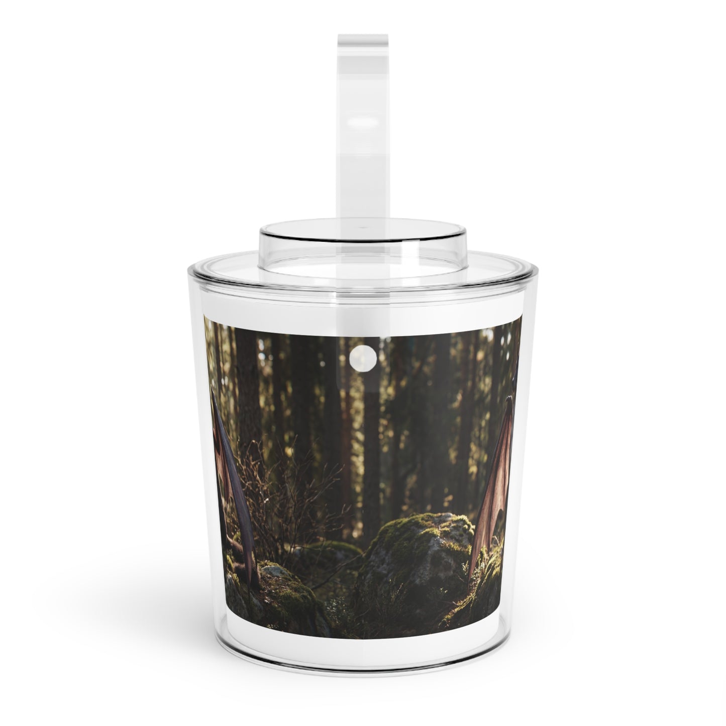 Winged Wolf Guardian Ice Bucket with Tongs – Sunlit Forest Sentinel