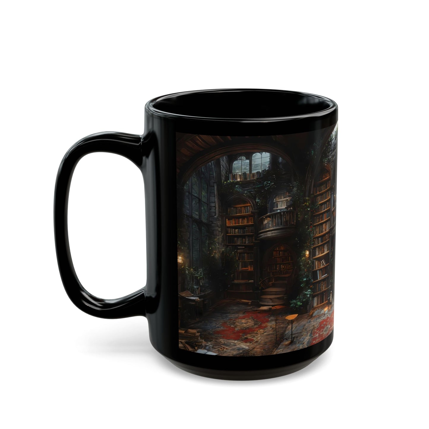 Gothic Library Black Mug – Whispers of Forgotten Pages
