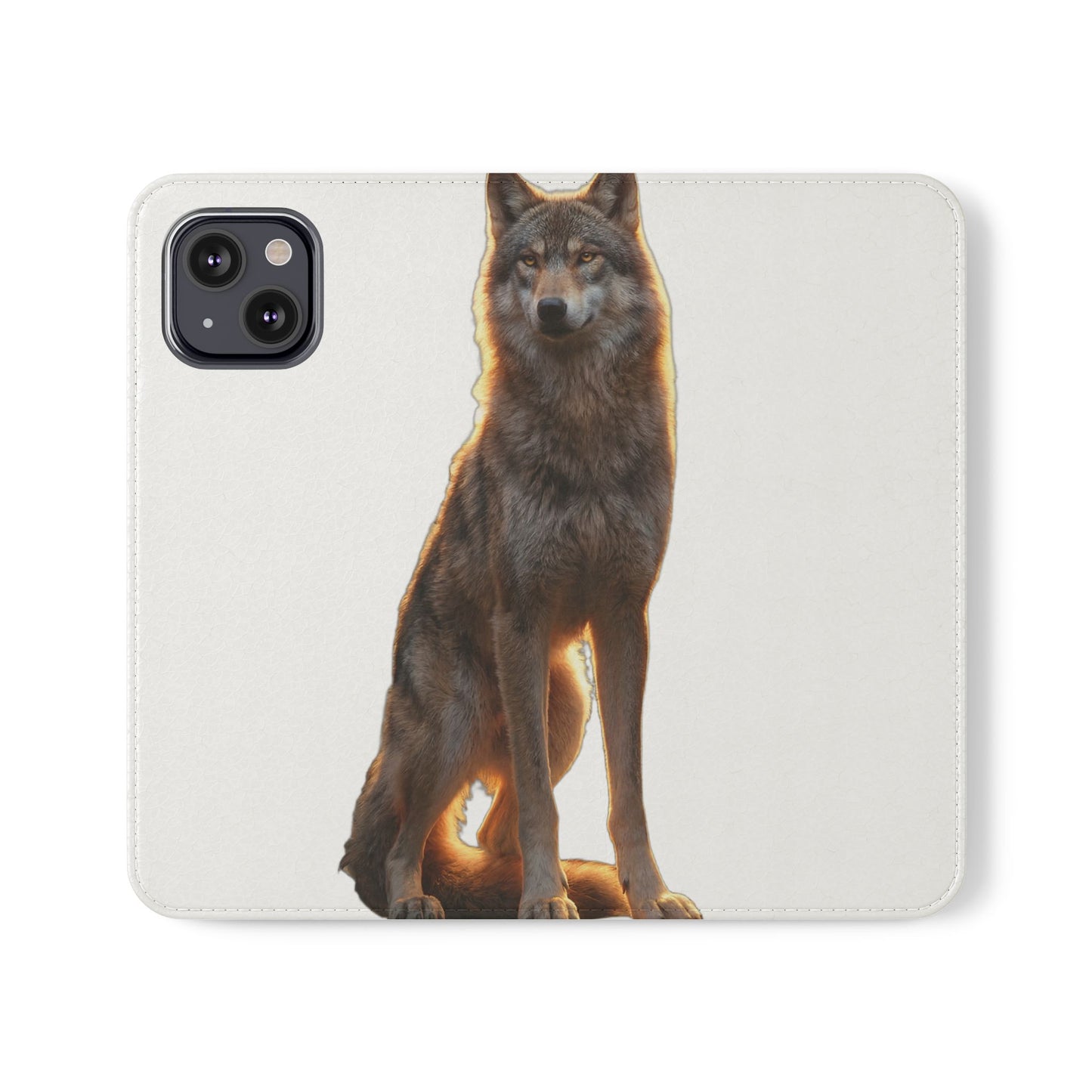 Sunlit Wolf Flip Cases – Golden Hour Sentinel Portrait