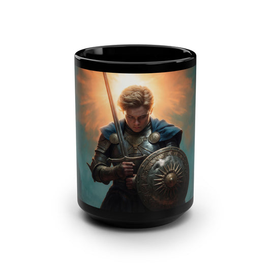 Dawn’s Edge Knight Mug – Sunlit Armor & Shield Design