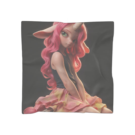 Pink Unicorn Girl Poly Scarf – Soft Glow Fantasy Portrait