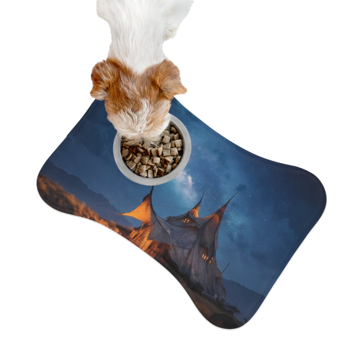 Starlit Nomad Tent Pet Feeding Mats – Milky Way Hearth Beneath the Sky