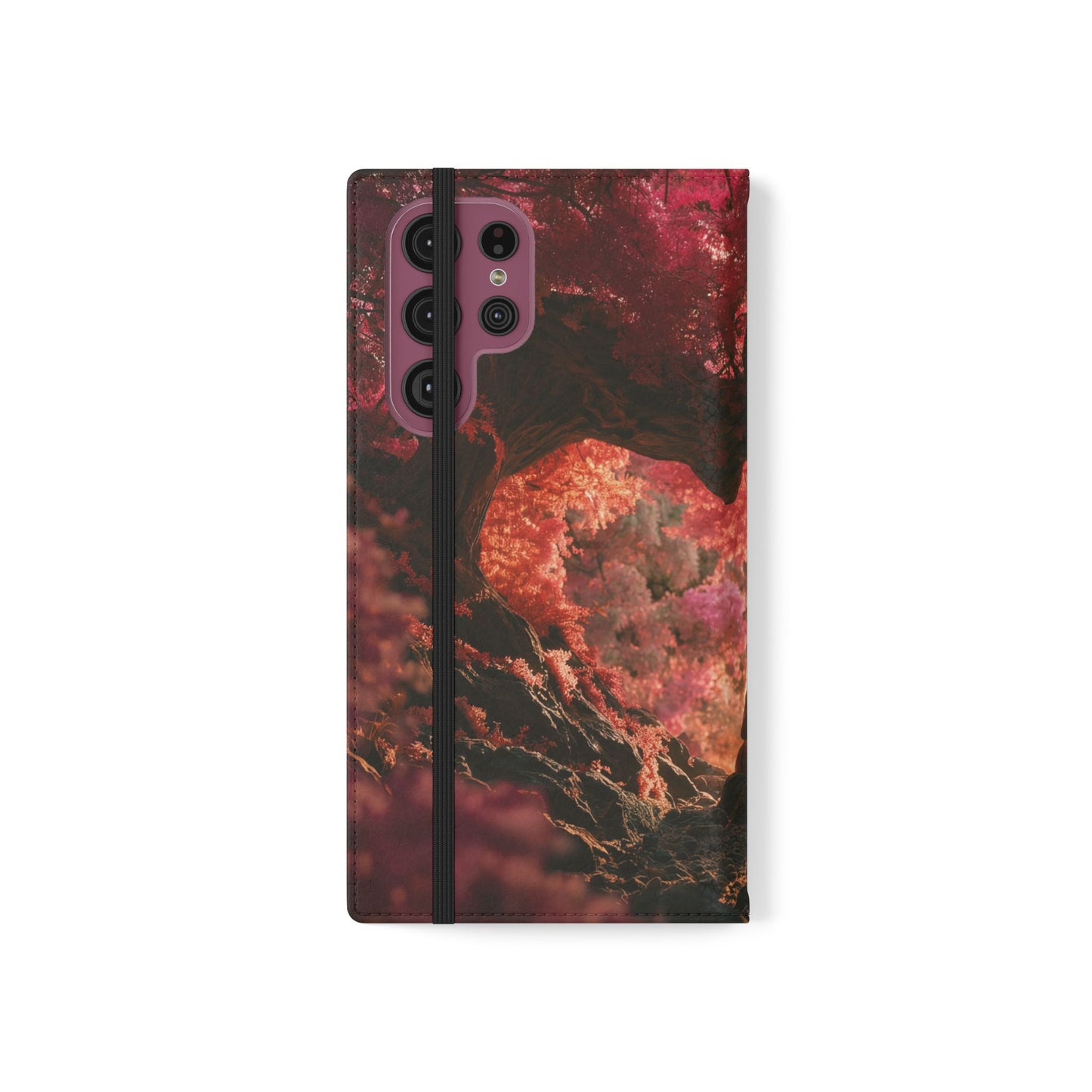 Crimson Arch Flip Cases – Heart-Shaped Canopy Romance