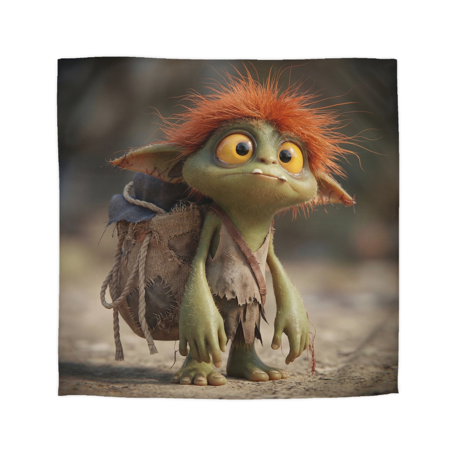 Tiny Goblin Explorer Microfiber Duvet Cover – Sunlit Trail Companion