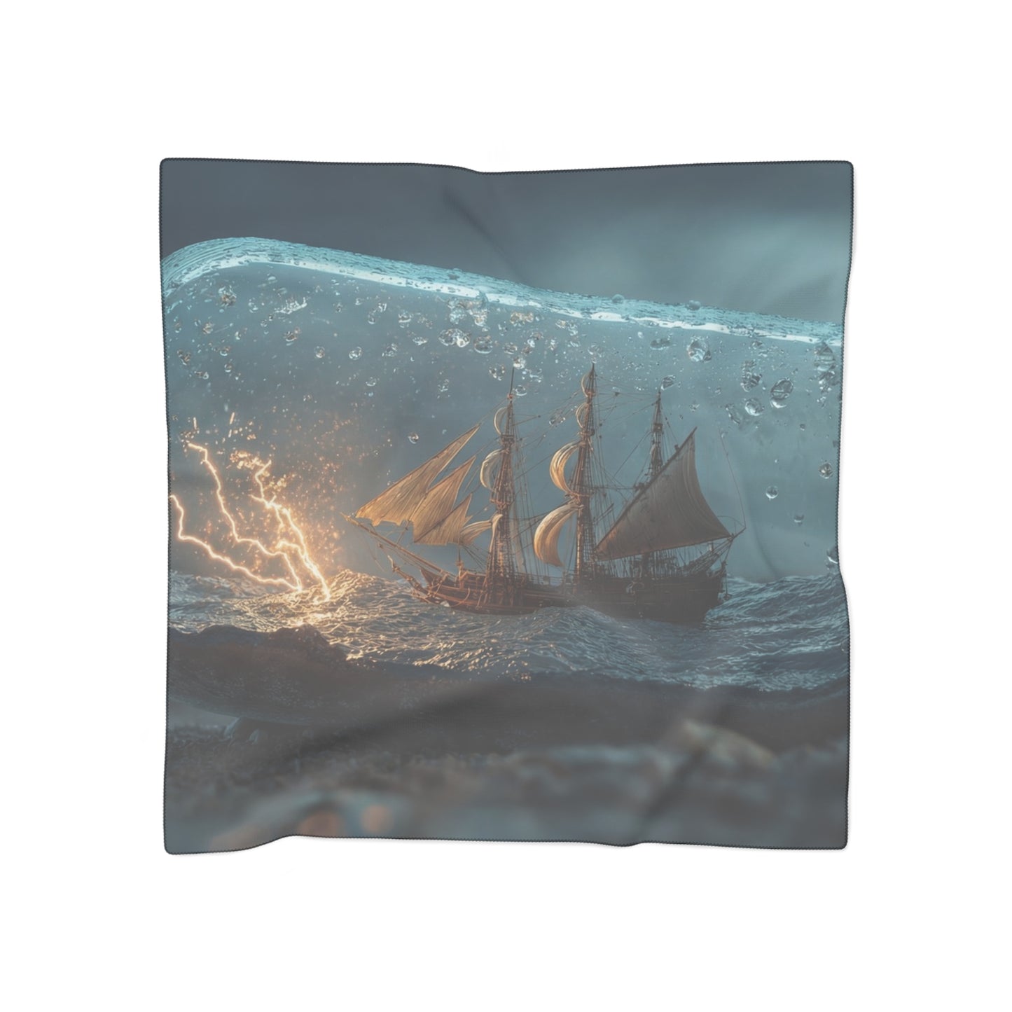 Storm-Sailed Ship in Bottle Poly Scarf – Captured Gale on a Glass Sea
