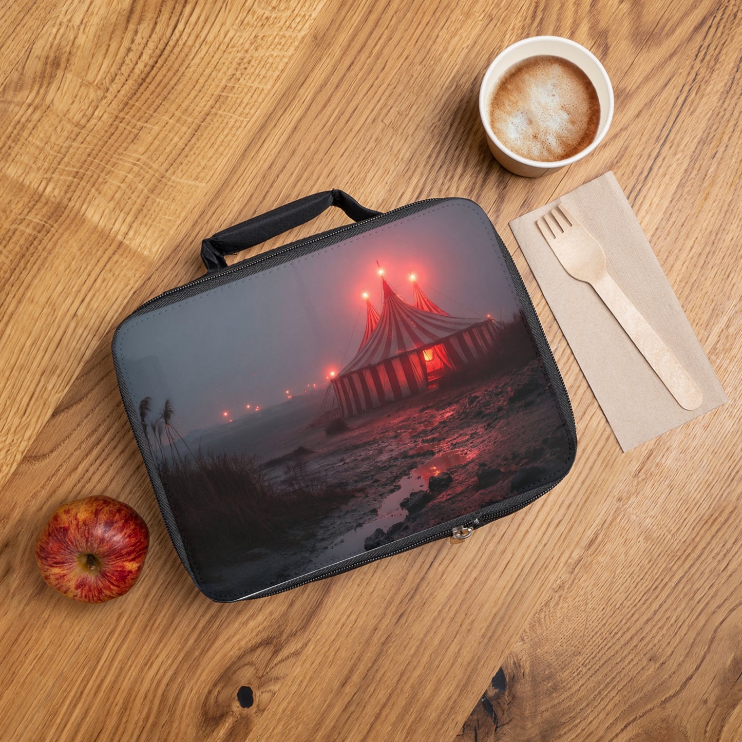 Fogbound Circus Tent Lunch Bag – Crimson Light on the Marsh