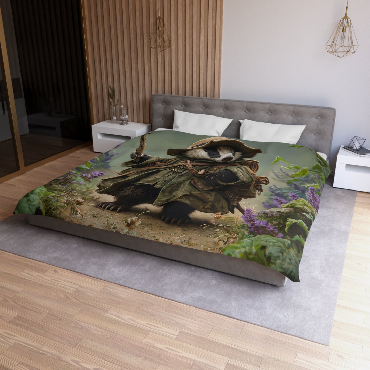 Badger Scout Microfiber Duvet Cover – Mossy Path Through Purple Thistle