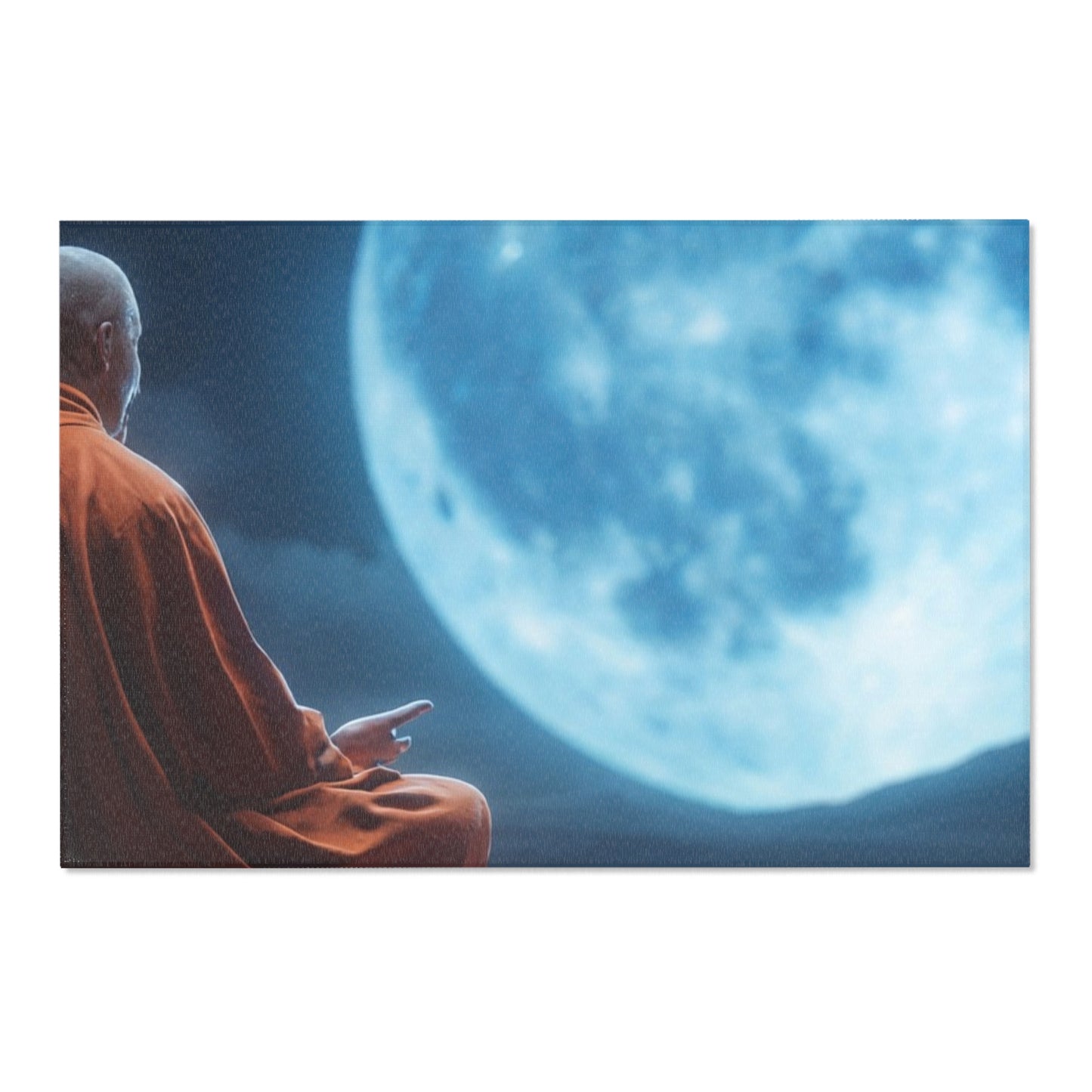 Moonlit Monk Meditation Rug – Serene Cave Sanctuary
