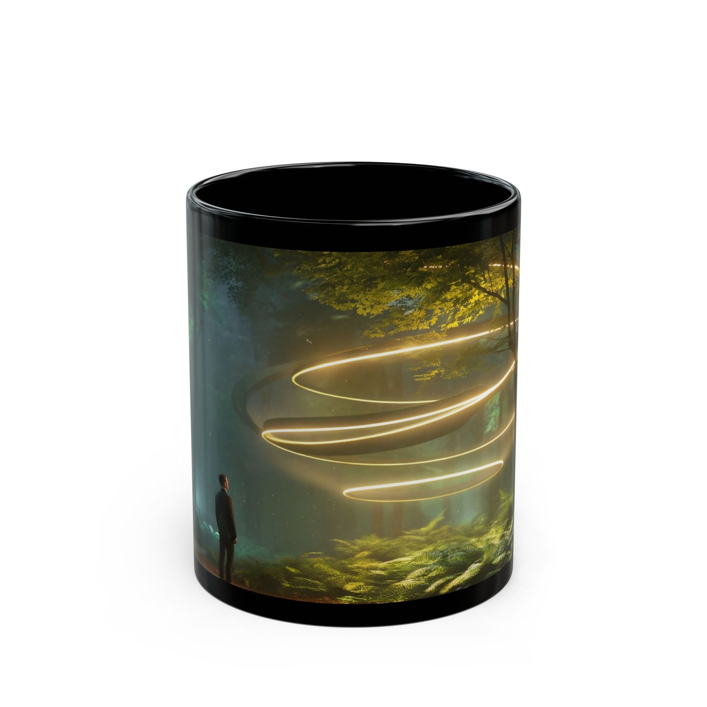 Celestial Spiral Forest Mug – Warm Glow Amidst Ancient Trees