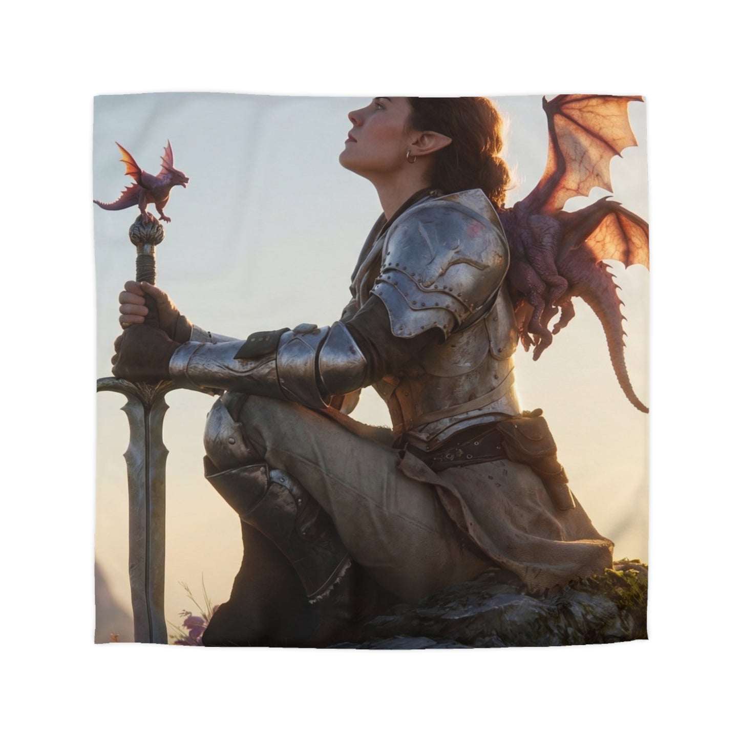 Dragon-Scale Sentinel Microfiber Duvet Cover – Sunset Peak Alliance